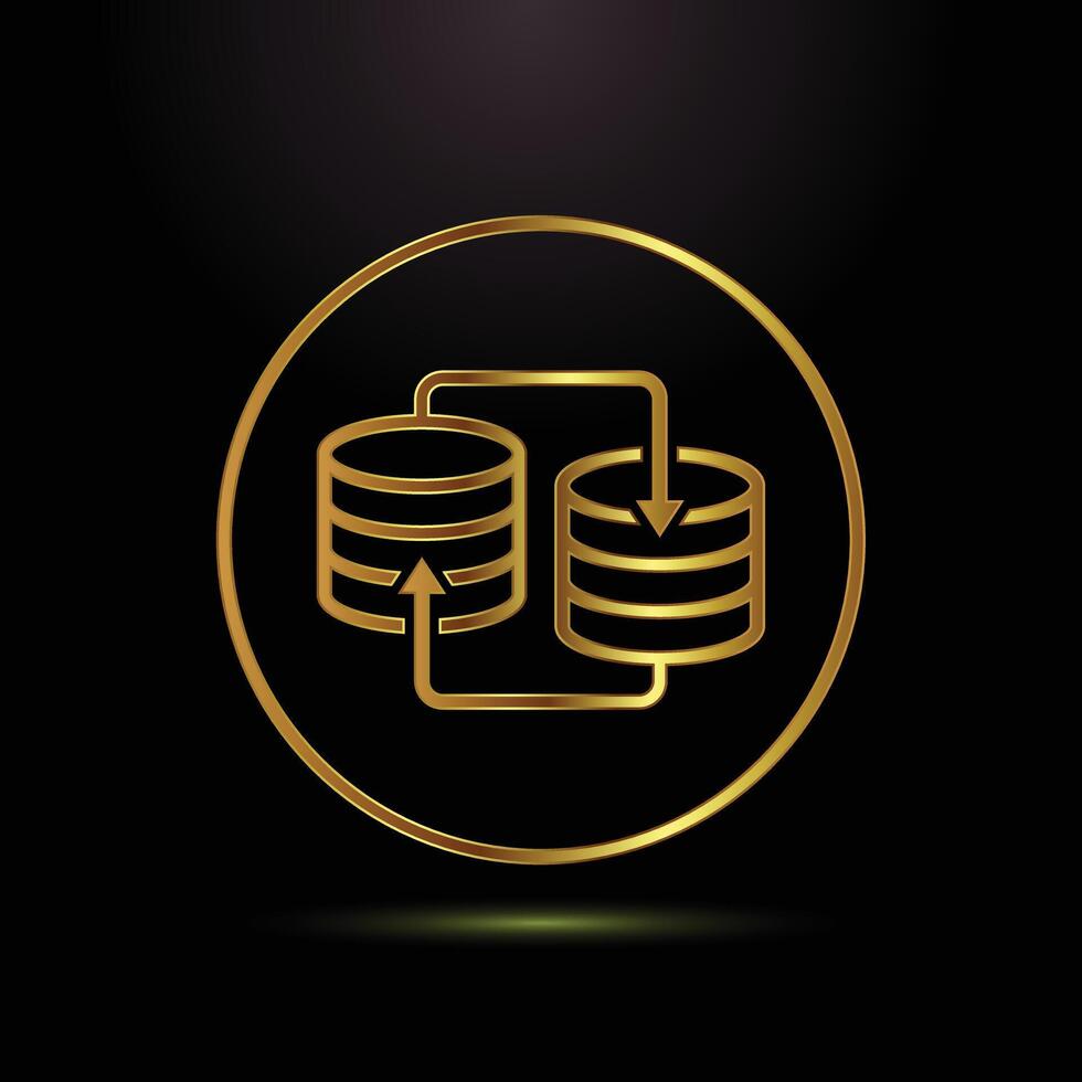Golden Data Replication Symbol for Secure Cloud Backup and Database Management Systems vector