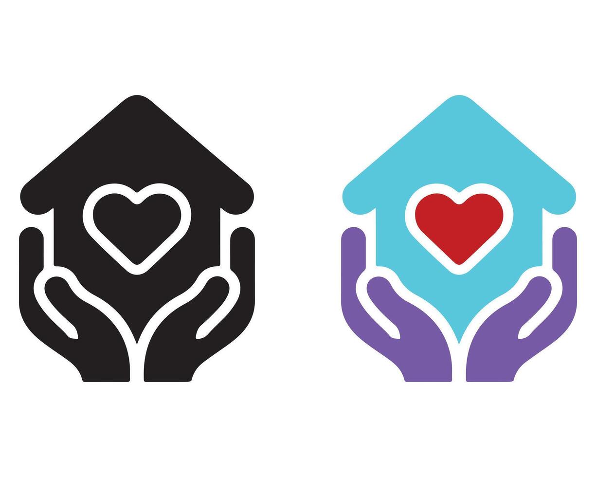 Heart in House Held by Hands Illustration care vector