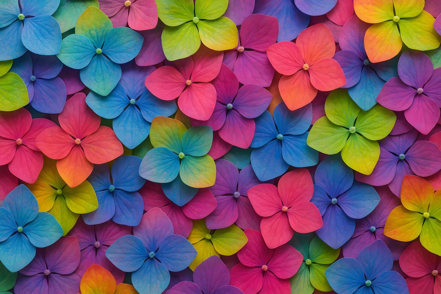 Vibrant Hydrangea Flowers Background Colorful Floral Pattern Nature's Beauty Close Up photo