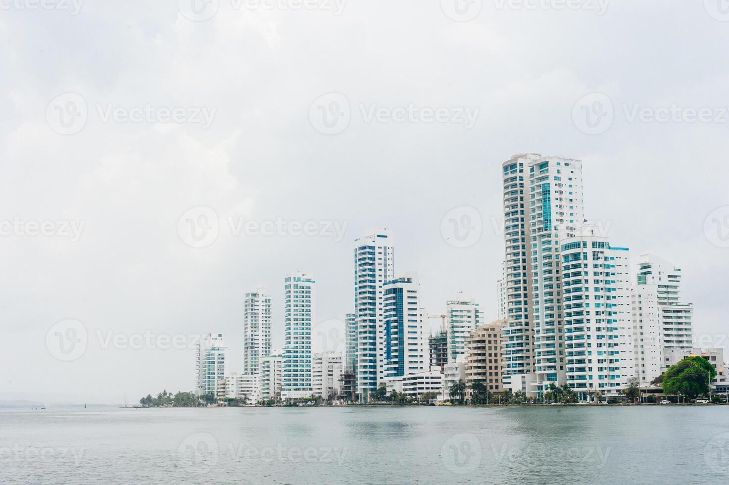 Cartagena de Indias, Bolivar, Colombia, 2021. View of Bocagrande hotels and commercial centers photo