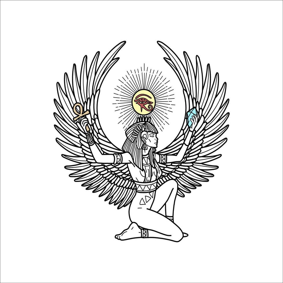 Egyptian queen cleopatra line art vector