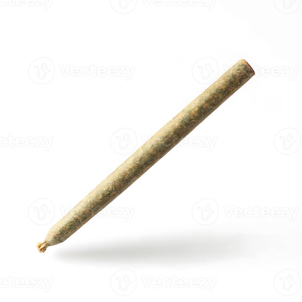 Rolled marijuana joint with filter on white background photo