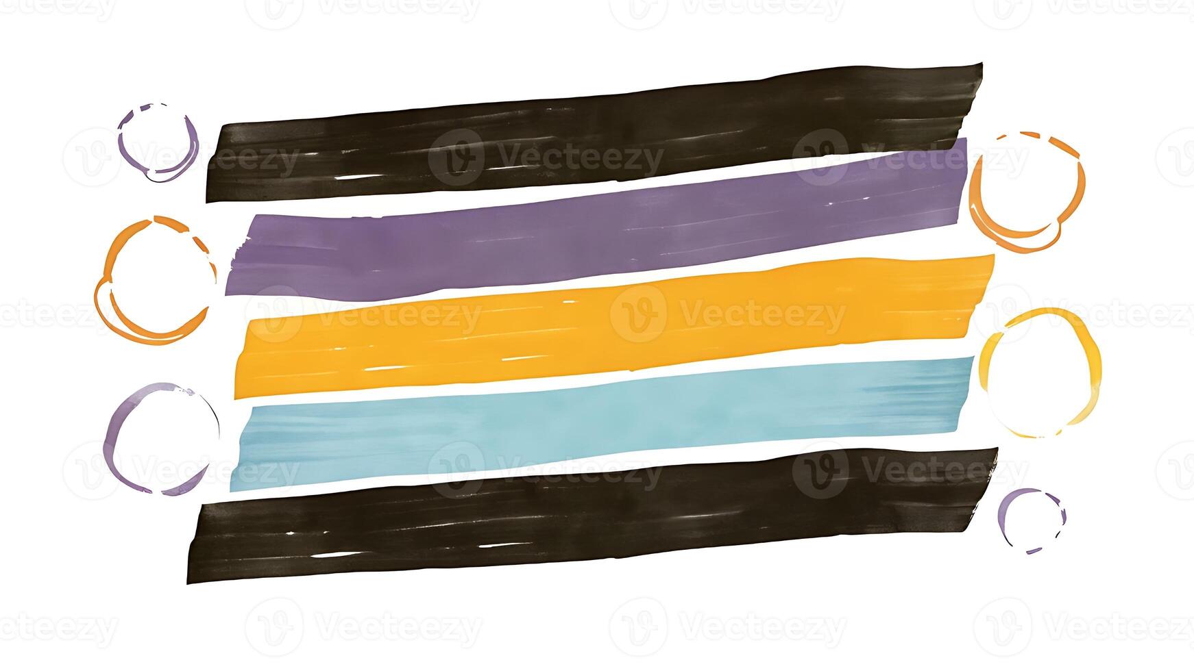Abstract modern art with colorful stripes and hand drawn circles photo