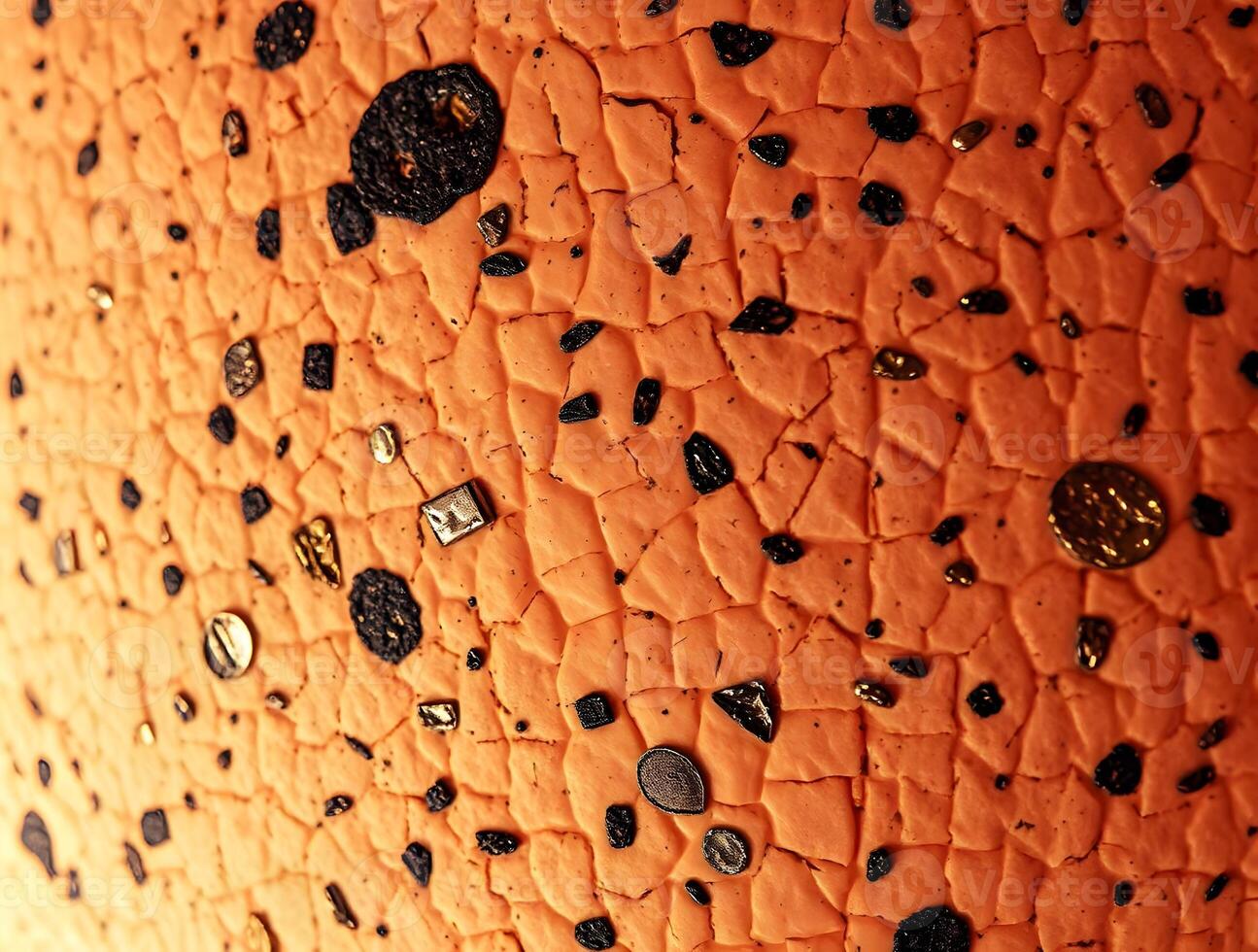 Intricate Textured Surface Abstract Orange Background with Metallic Embellishments photo