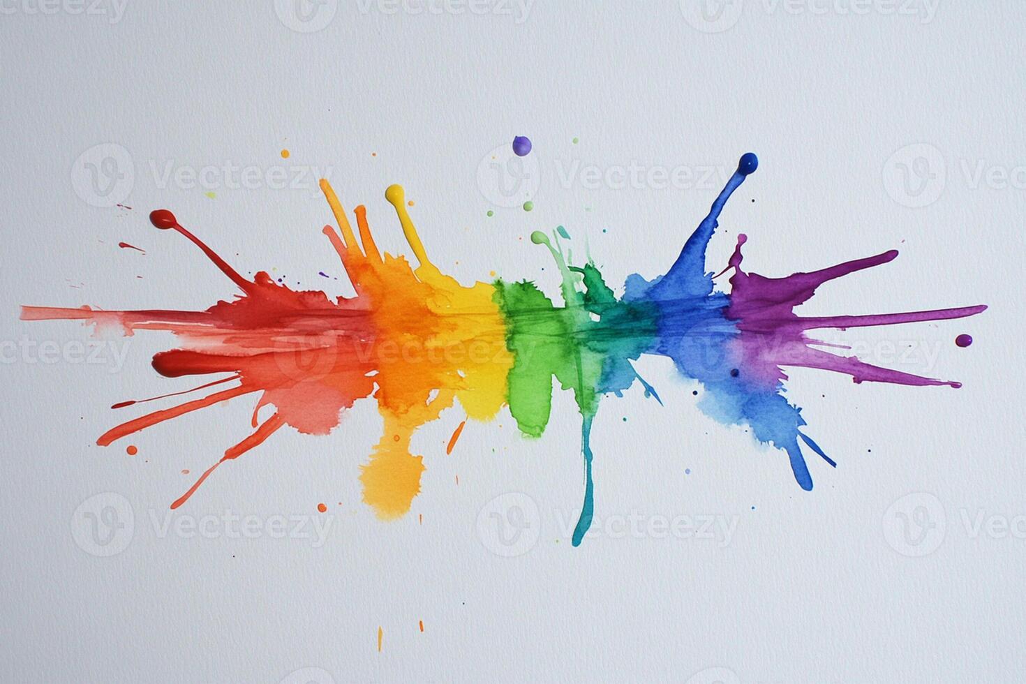 Rainbow paint splashes on white background photo