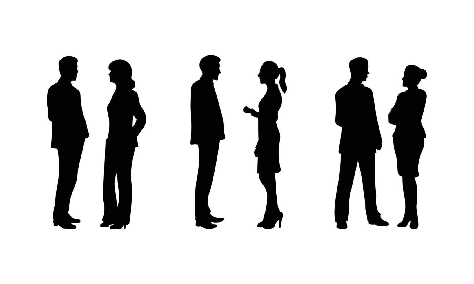 Full Length Silhouette of Multiethnic Business Executives Communicating and Engaging in Discussion vector