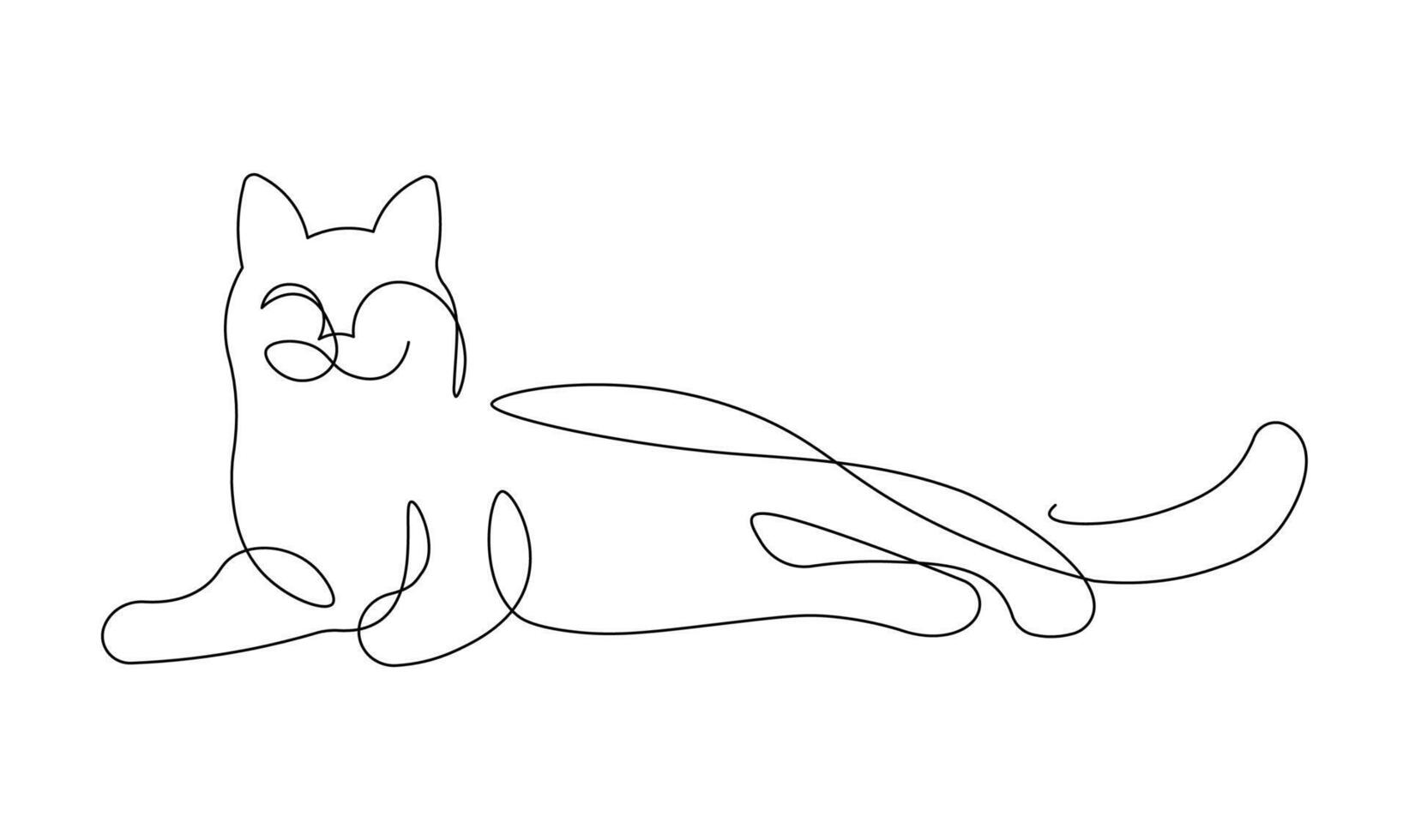 Continuous Line Drawing of a Cat. Minimalist One Line Pet Animal Illustration vector