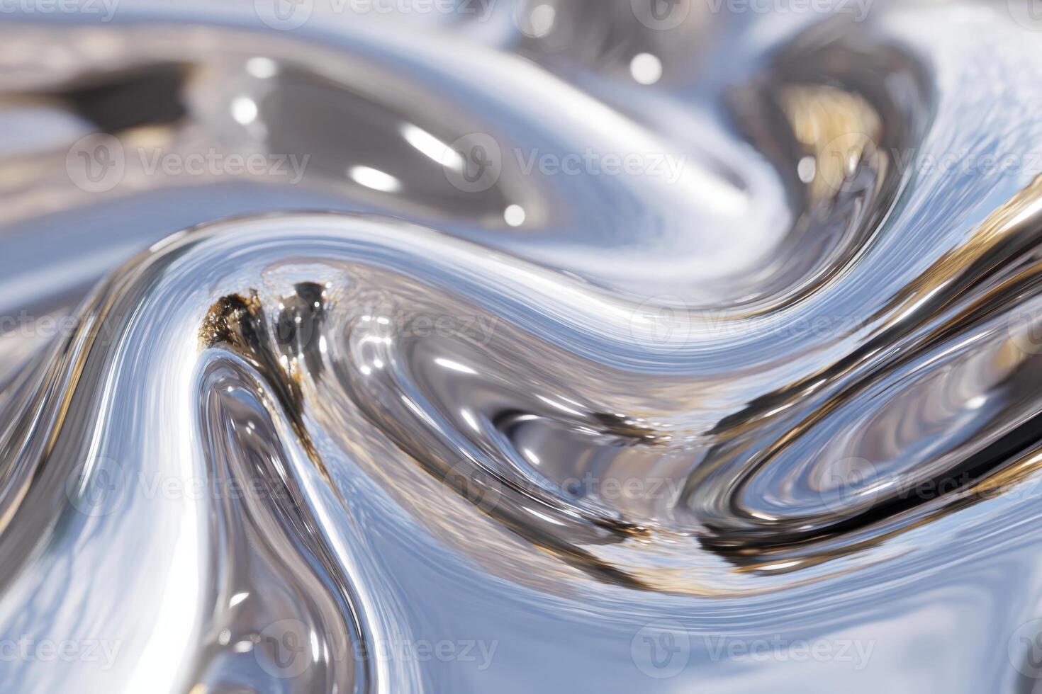 Smooth chrome liquid surface creating dynamic waves and ripples photo
