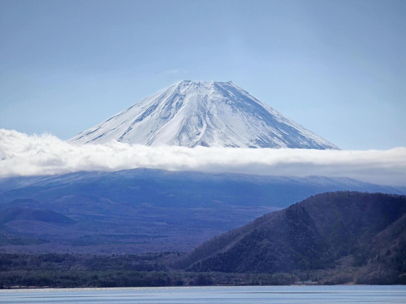 Fuji mountain with blue sky in Japan countryside photo
