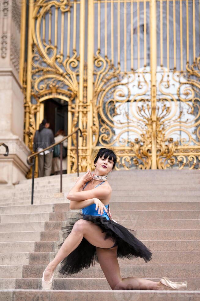 Ballet dancer performing elegant pose at Petit Palais Paris June 15 2025 photo