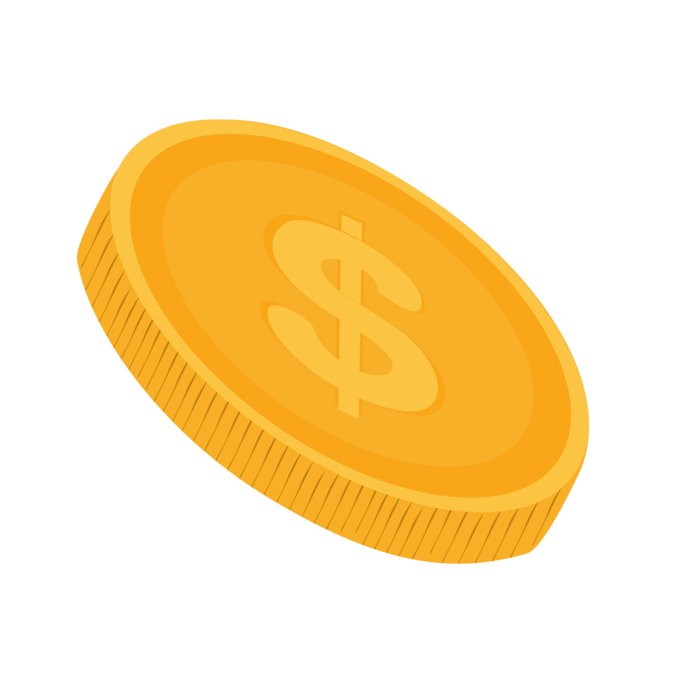 Coin stack with soft shadows and highlights png