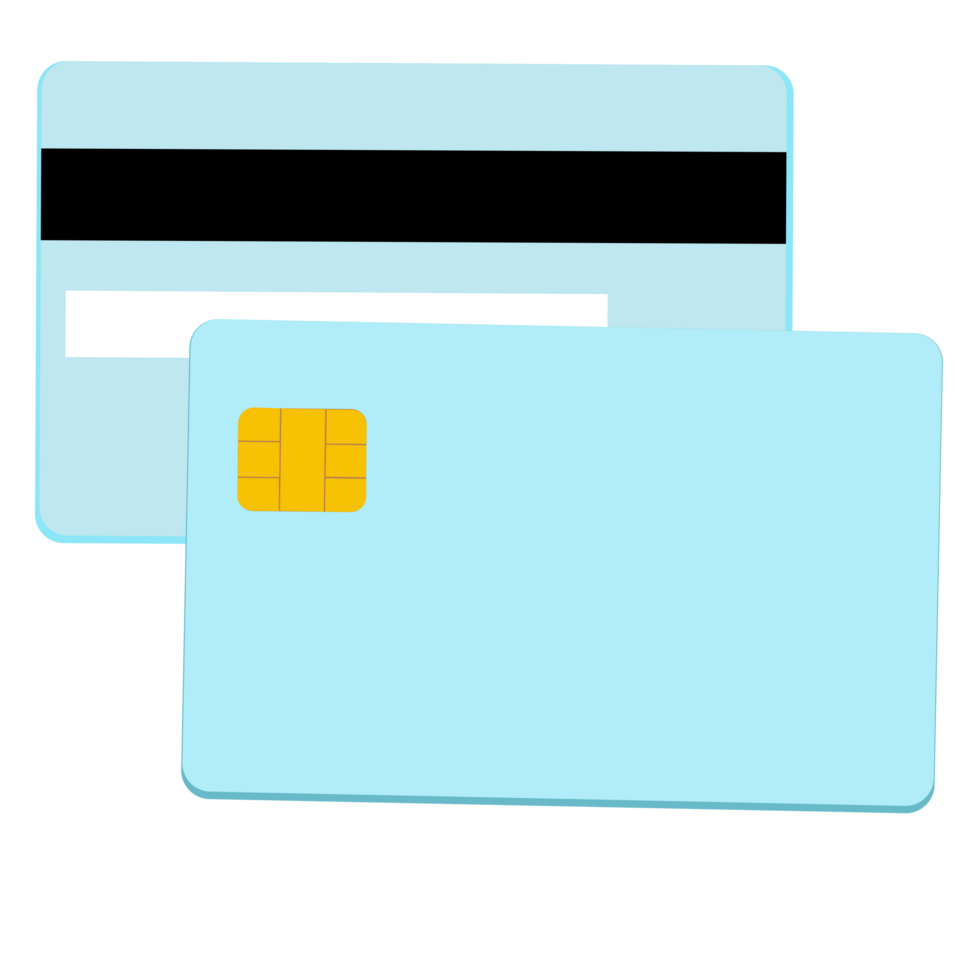 Two pastel cyan credit cards, floating and layered. png
