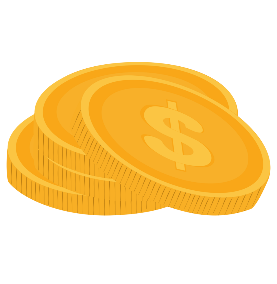 Two overlapping coins in perspective png
