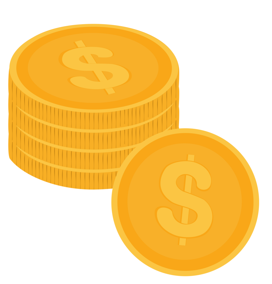 Two coin stacks one tall and one short clean style. png