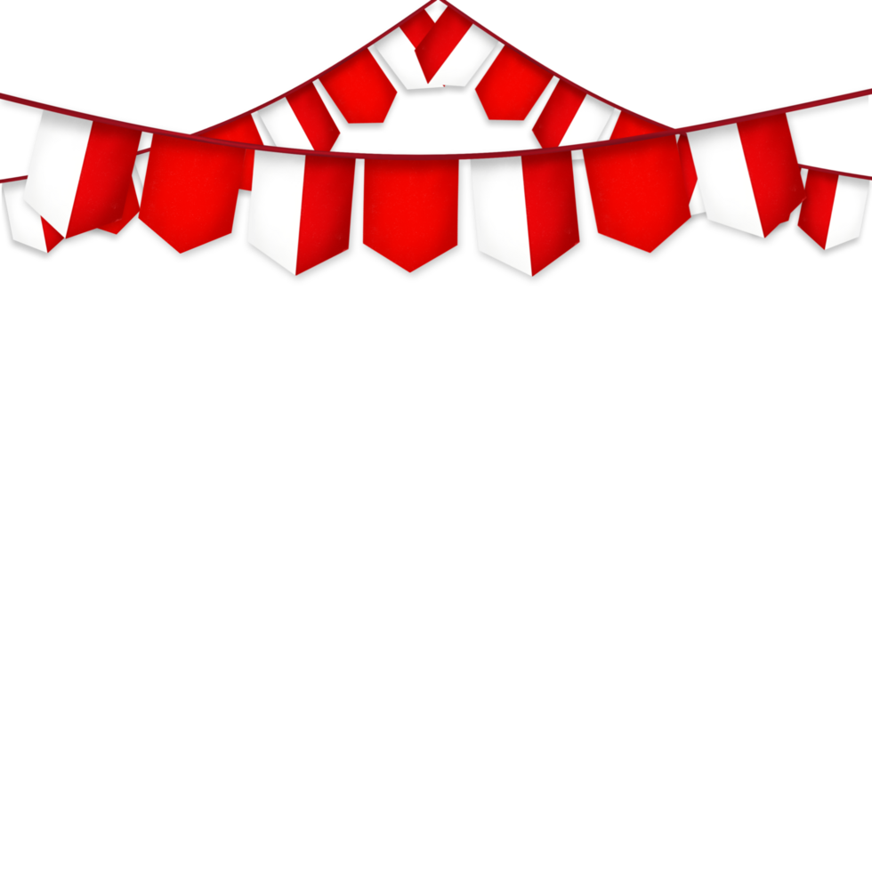 A red and white flag with bunting on it png