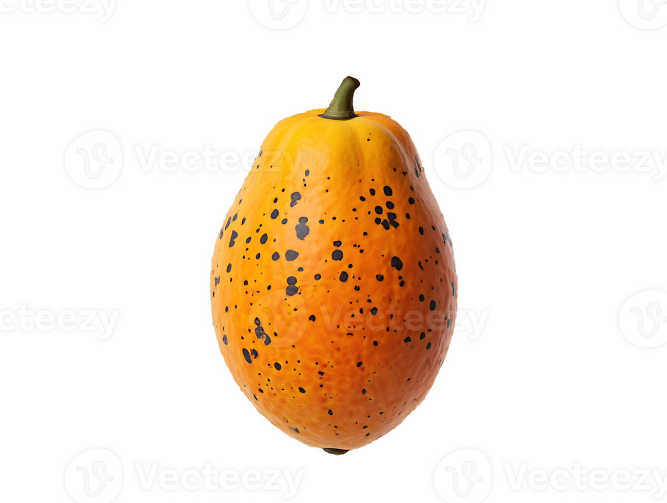 A captivating ornamental gourd with unique black speckled patterns contrasts against a rich orange hue and a clean transparent background. png