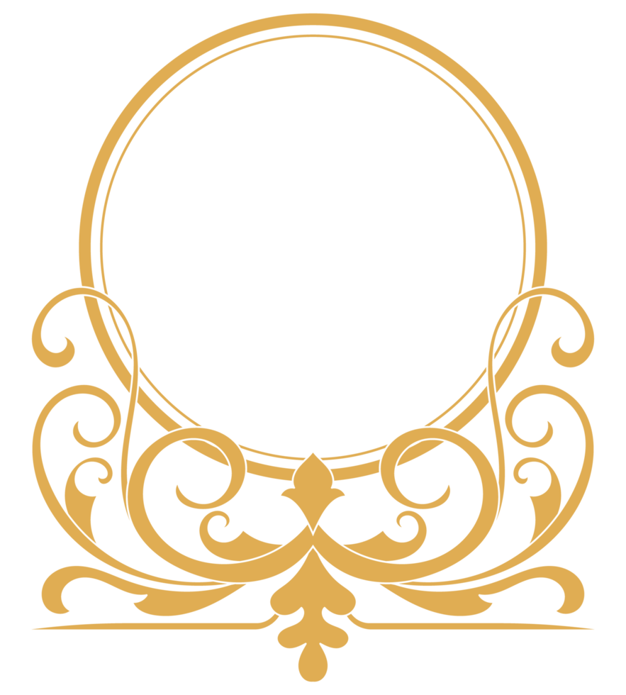 Circle border, vintage gold frame, vip brand transparent background png