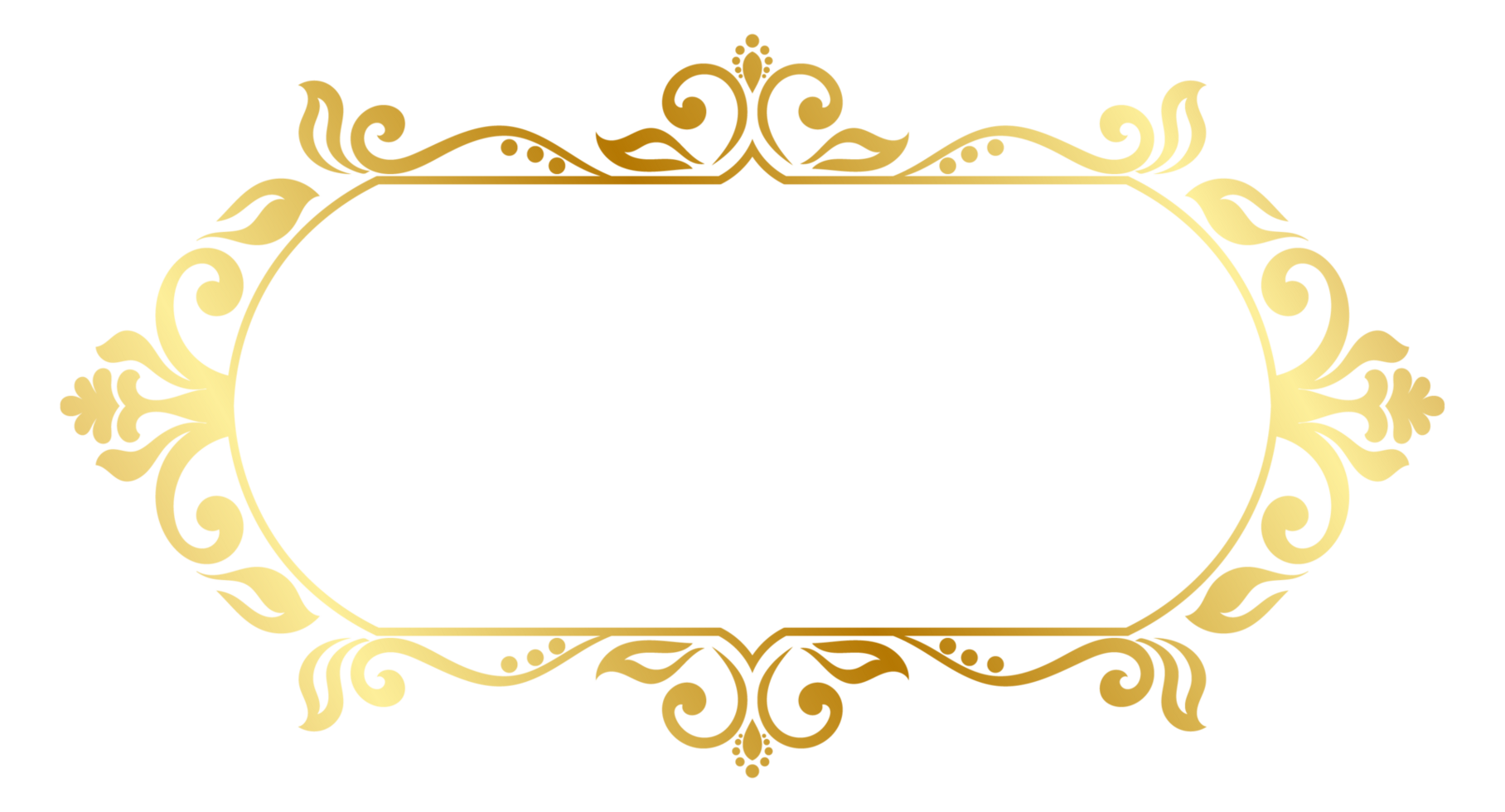 Luxury gold vintage frame decorated with abstract leaves, classic elements. transparent background png