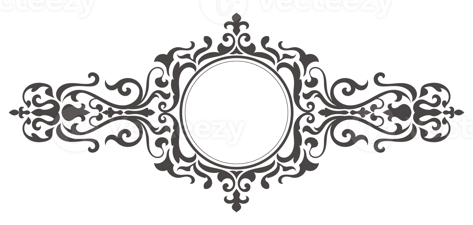 Vintage circle, decorative frame with scroll lines for wedding card, png