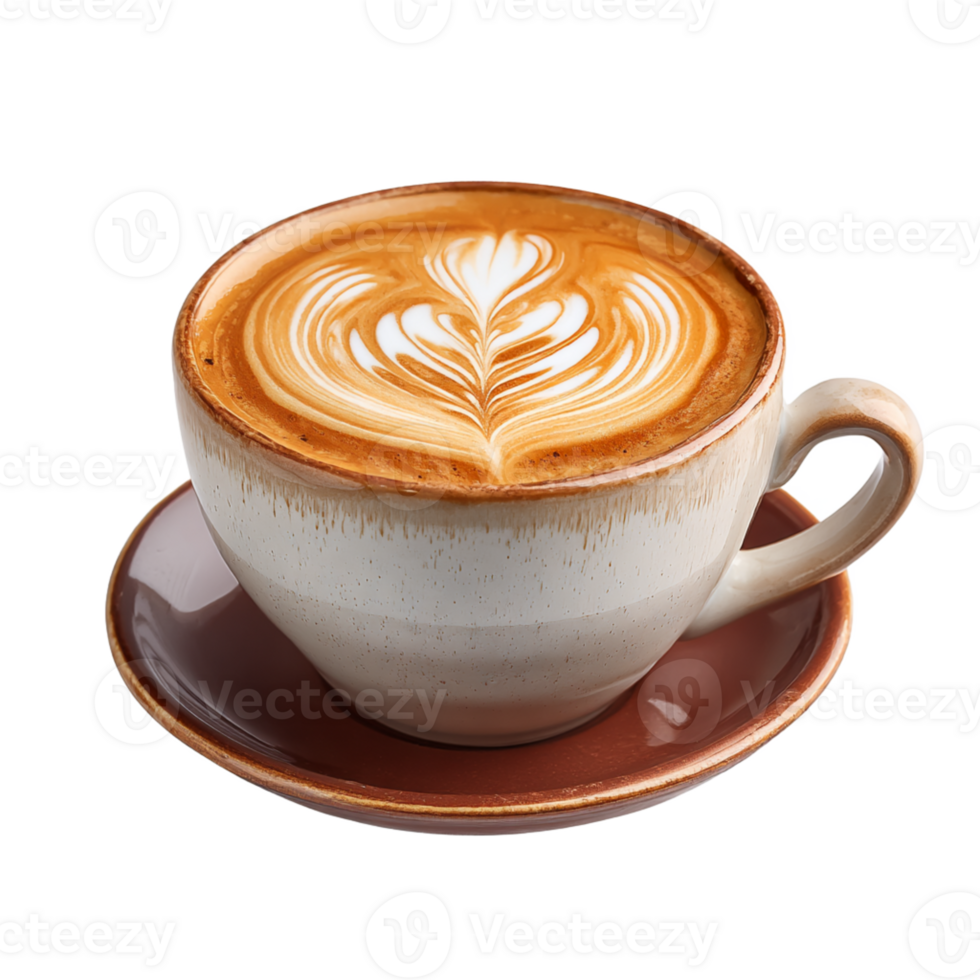 A cup of coffee with a heart design in the foam png
