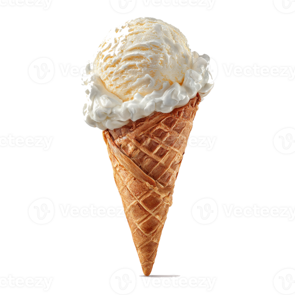 An ice cream cone with whipped cream on top png