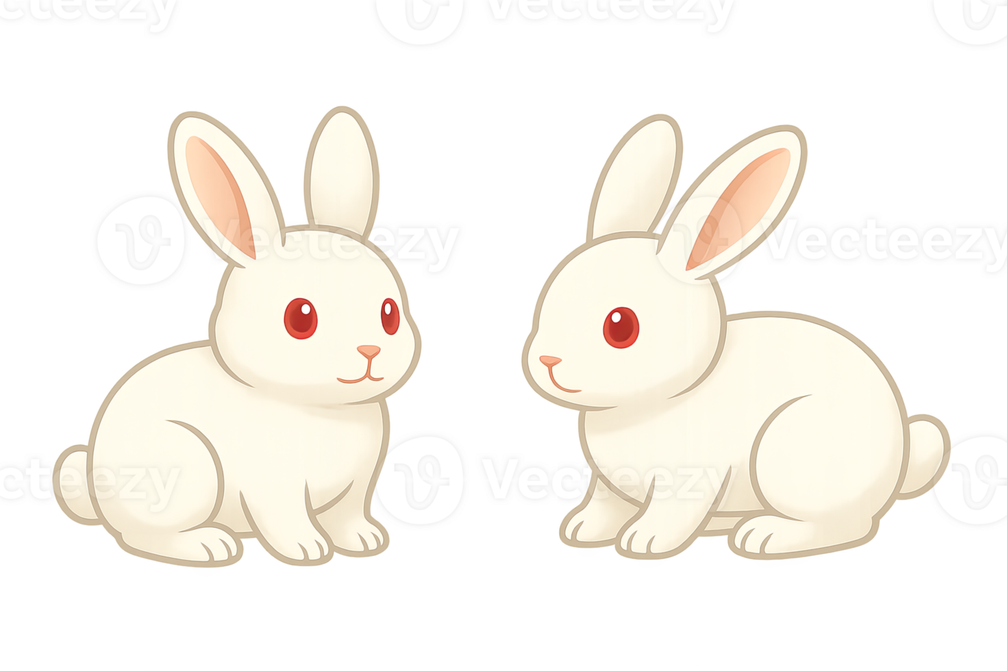 Mid autumn festival rabbits on transparent background png