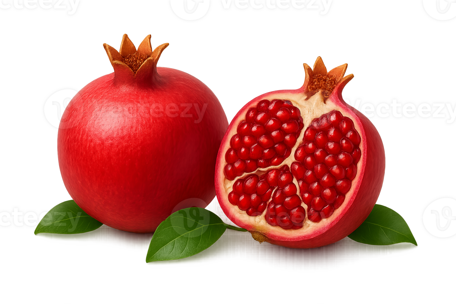 Pomegranate isolated with leaves on transparent background for Mid Autumn Festival png