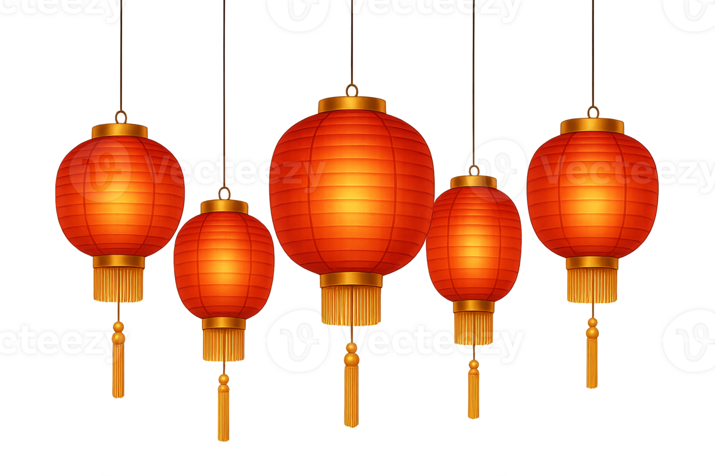 Mid autumn festival isolated lanterns with transparent background png