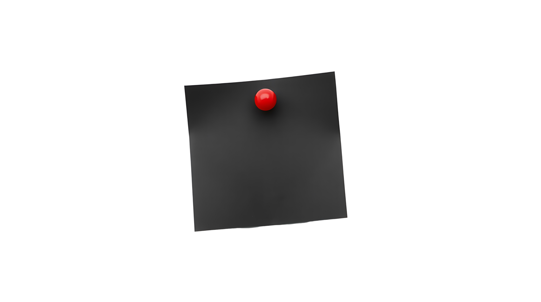Black sticky paper note with red pushpin isolated on clean background png
