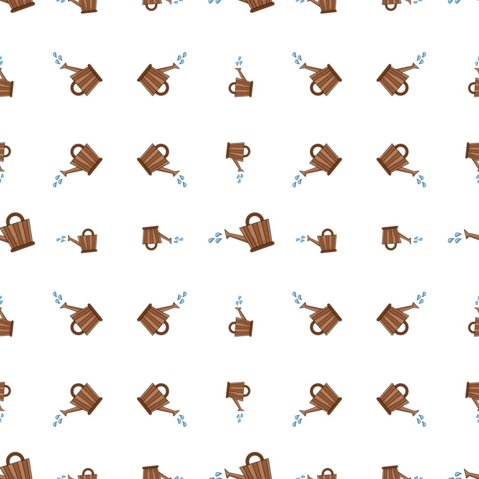 seamless pattern with wood plant waterer png