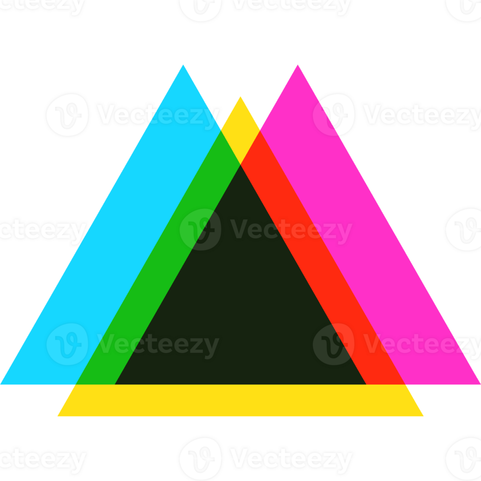 Triangles CMYK, 3D effect triangles shape png
