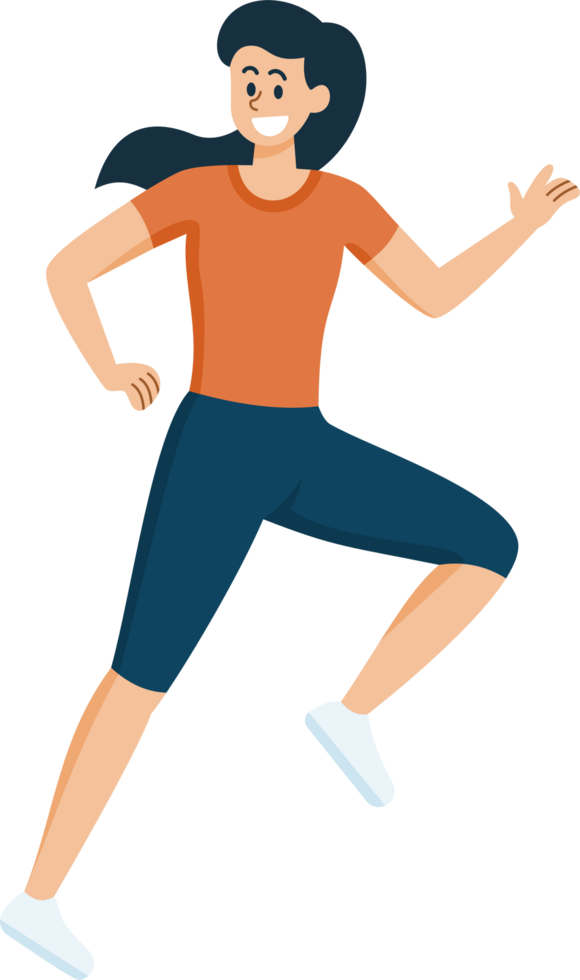 Happy Woman Exercise Healthy Lifestyle, Flat Design Cartoon png