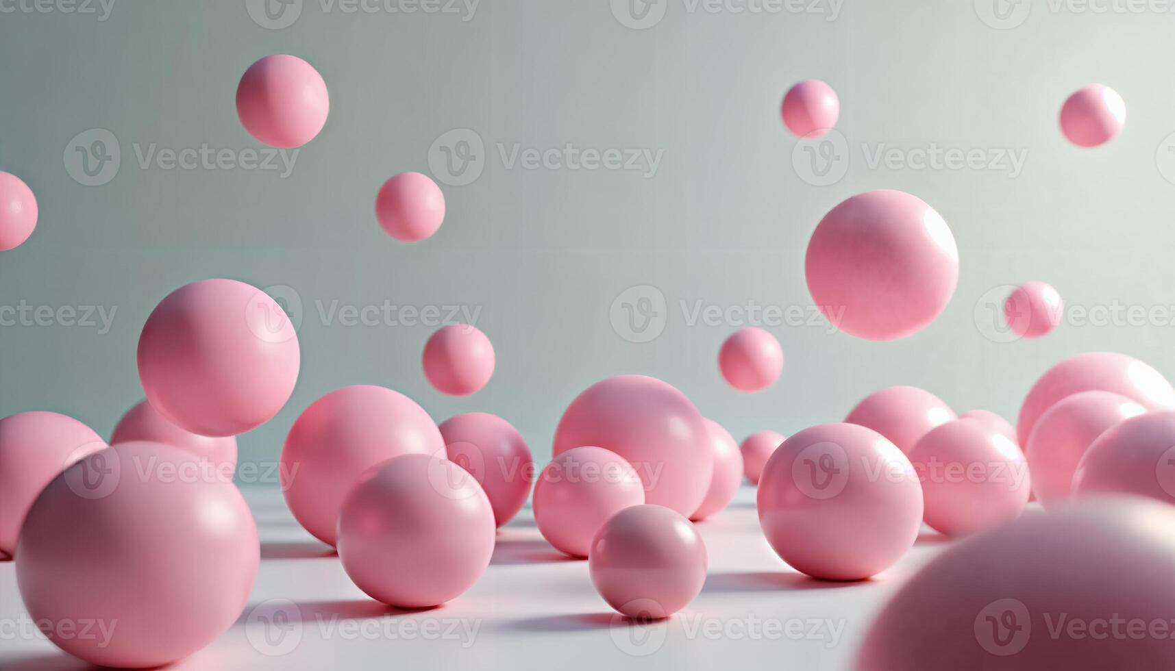 Many pink balls are floating in the air photo