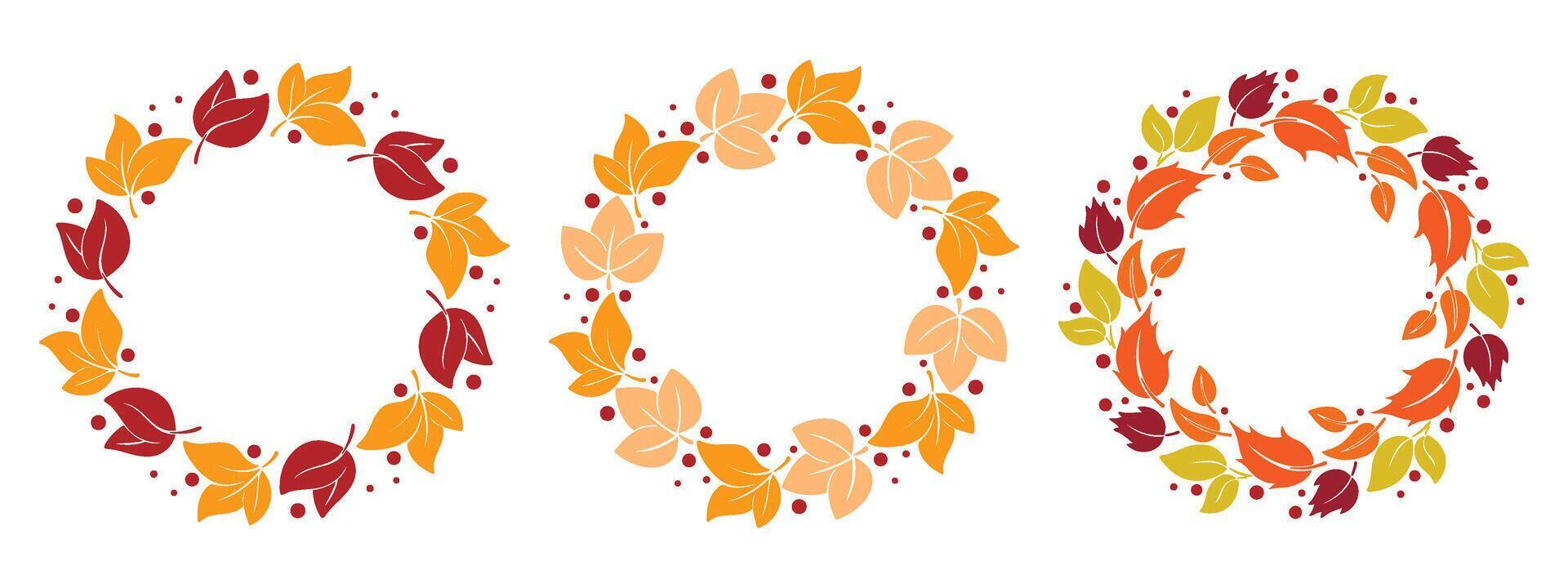 Aesthetics fall wreaths of colorful foliage and berries vector