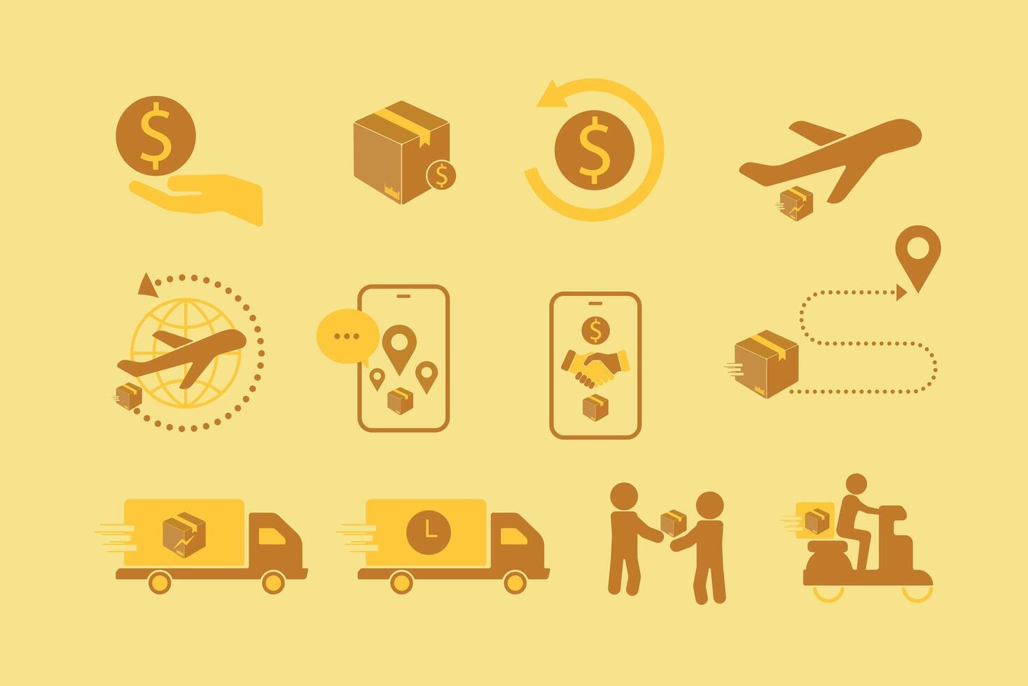 Transport Icon Set Search Symbol Outline, Parcel Delivery Icon Set, Courier Service, Order Tracking, Box, Parcel Protection,You Can Easily Change Color. vector