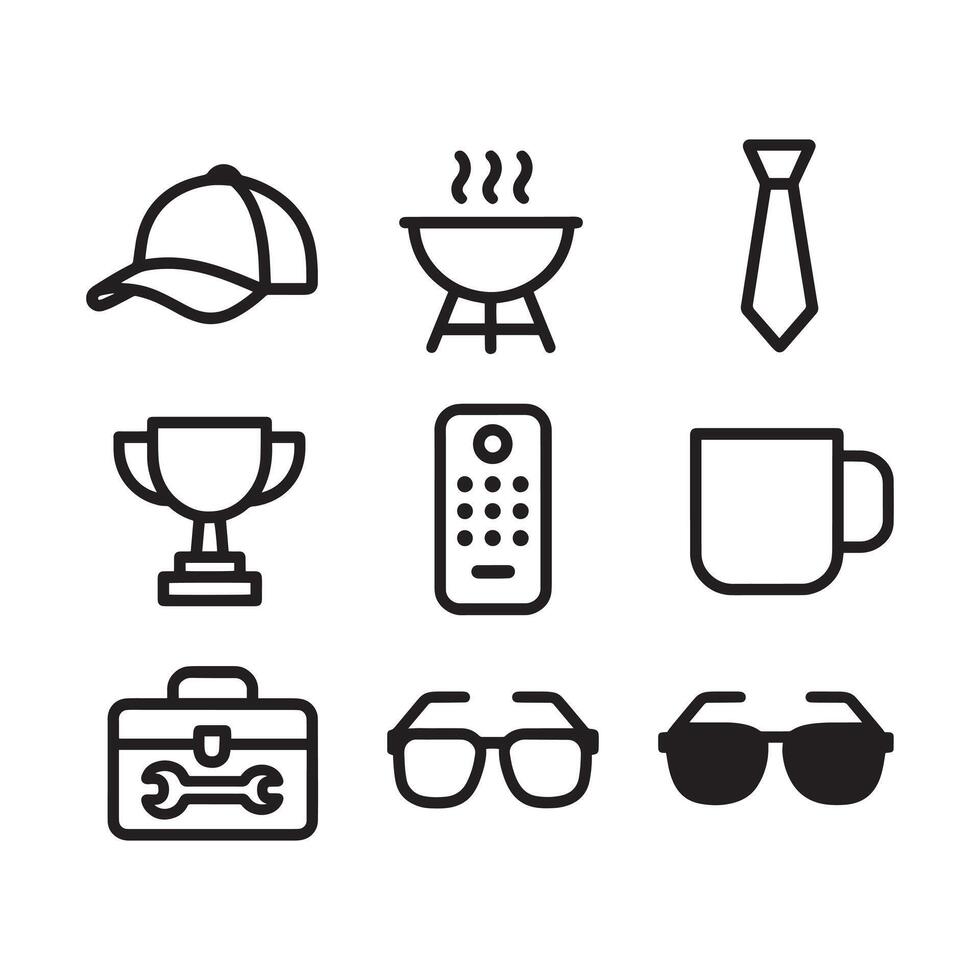 Collection of fathers day icons isolated on white background vector