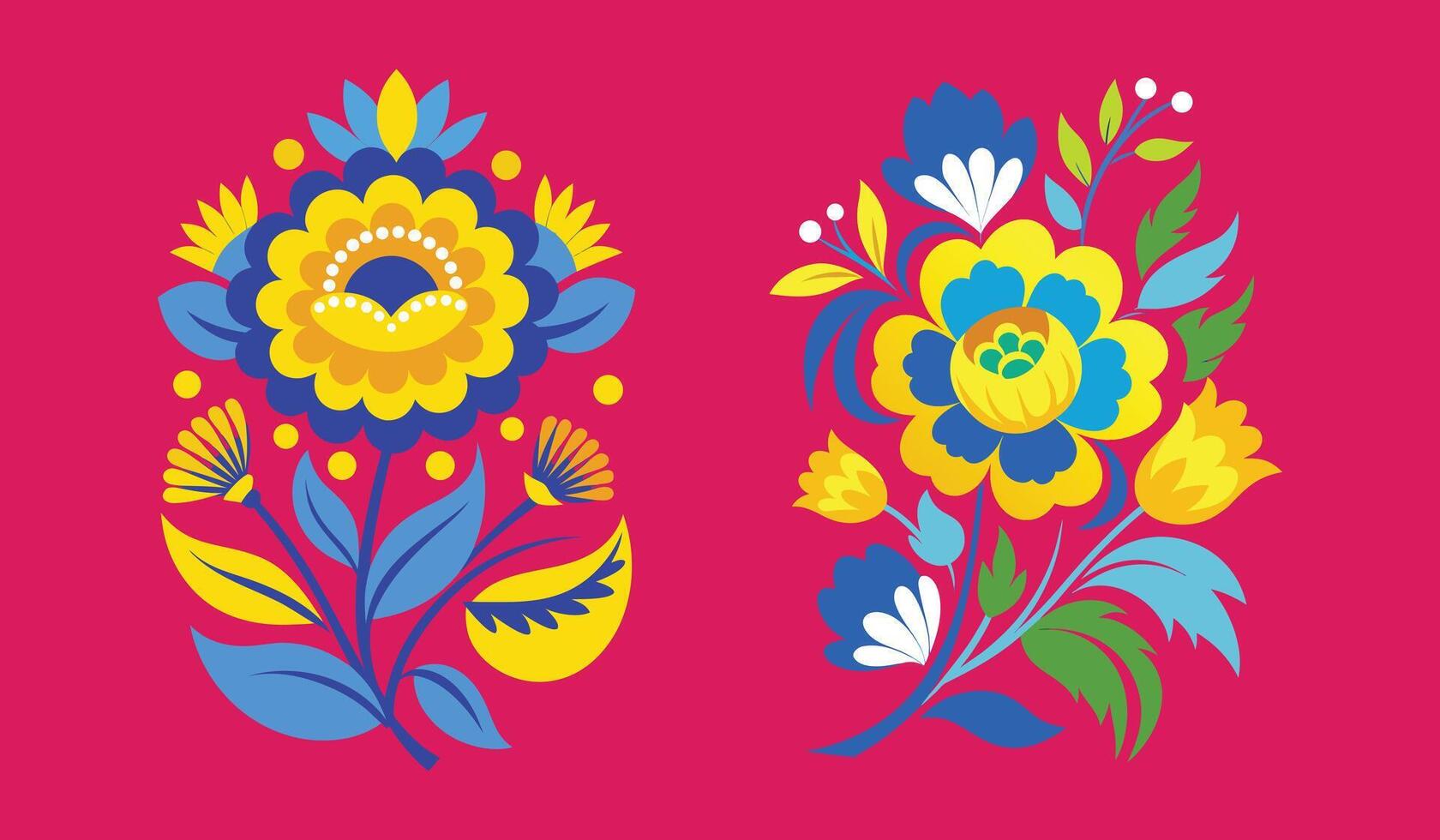 Elaborate ukrainian petrykivka floral banner design with traditional motifs vector