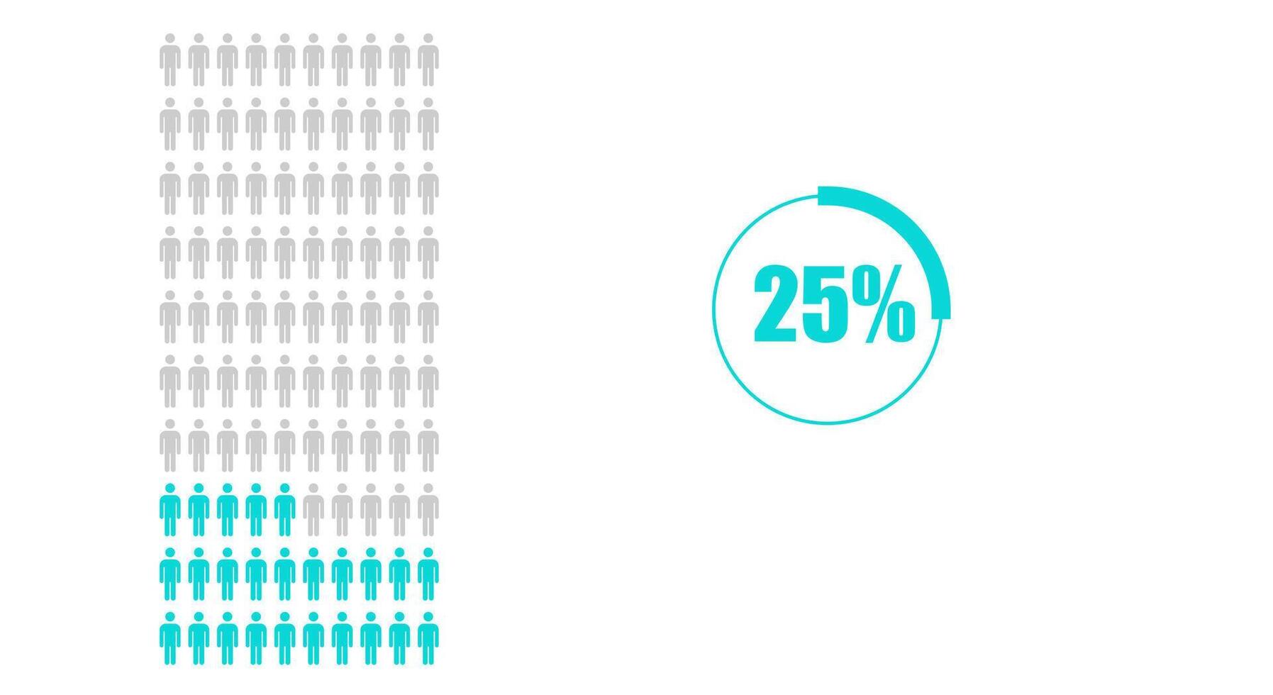 25 percent people icon Population demography concept isolated on white background vector