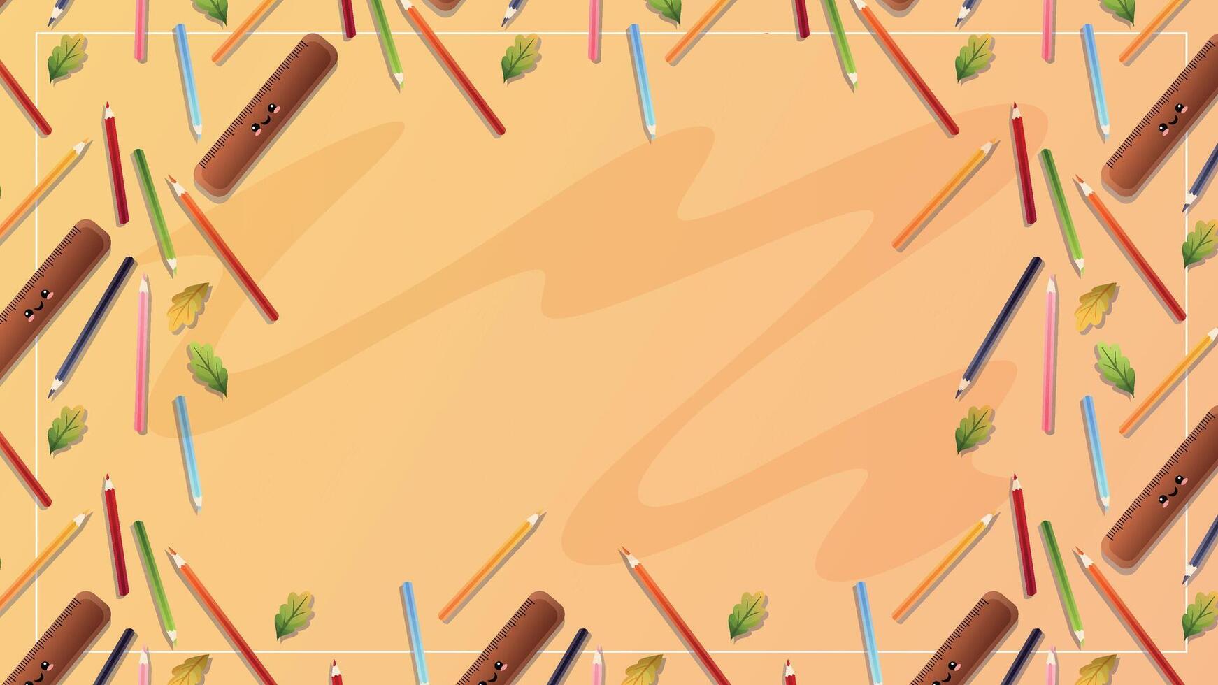 Yellow school frame with pencils and rulers vector