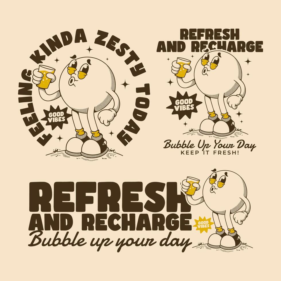 Retro Cartoon Drink Character Art for Fun Refreshment Themed Designs vector