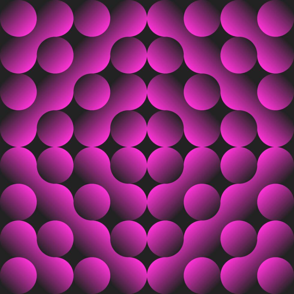 Modern and sophisticated abstract pattern featuring interconnected magenta spheres with a 3D volumetric effect. creates a sense of fluidity, network, and technology. vector