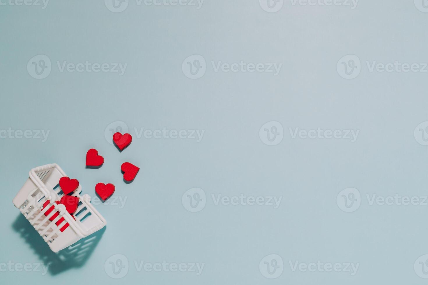Hearts Spilling from Basket, Love, Gifting and Emotion Concept photo