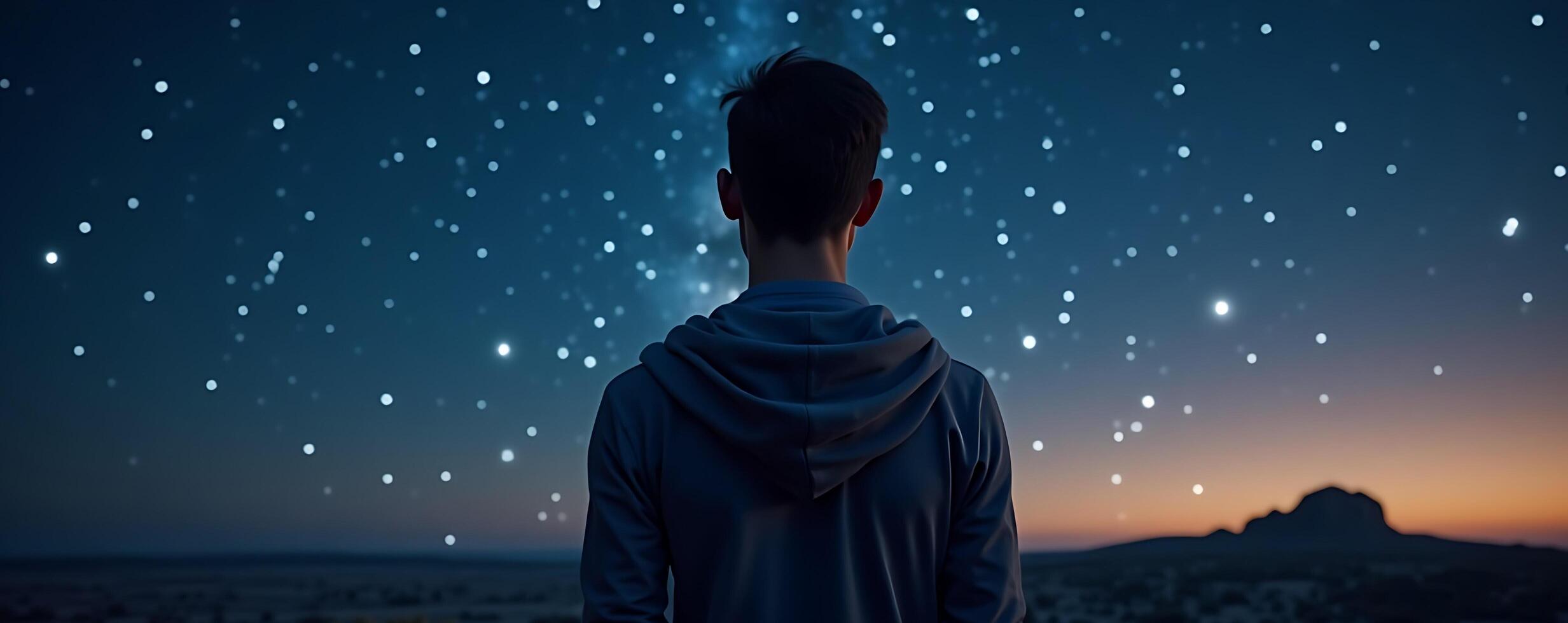 A man looking at the stars in the sky photo