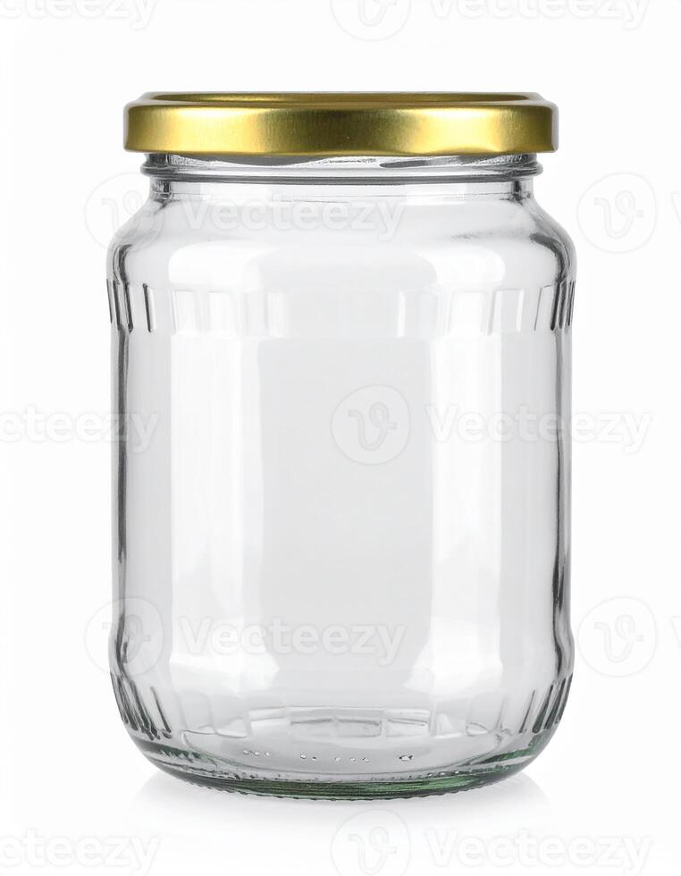Closed glass jar for canning isolated on white background. photo