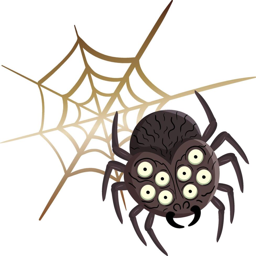 cute cartoon spider web element for halloween designs spooky insect illustration isolated golden cobweb october themed kids projects vector