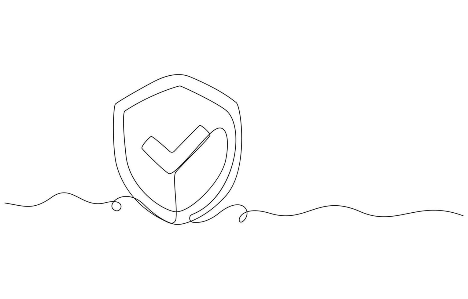 Security shield drawn single line art style vector