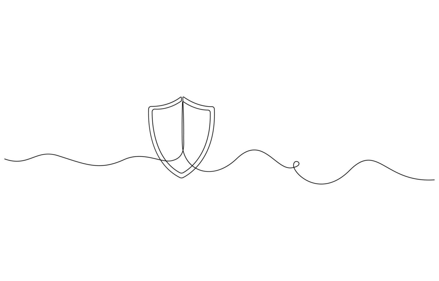 Shield with Checkmark Security and Verification Icon, Security shield drawn single line art style vector