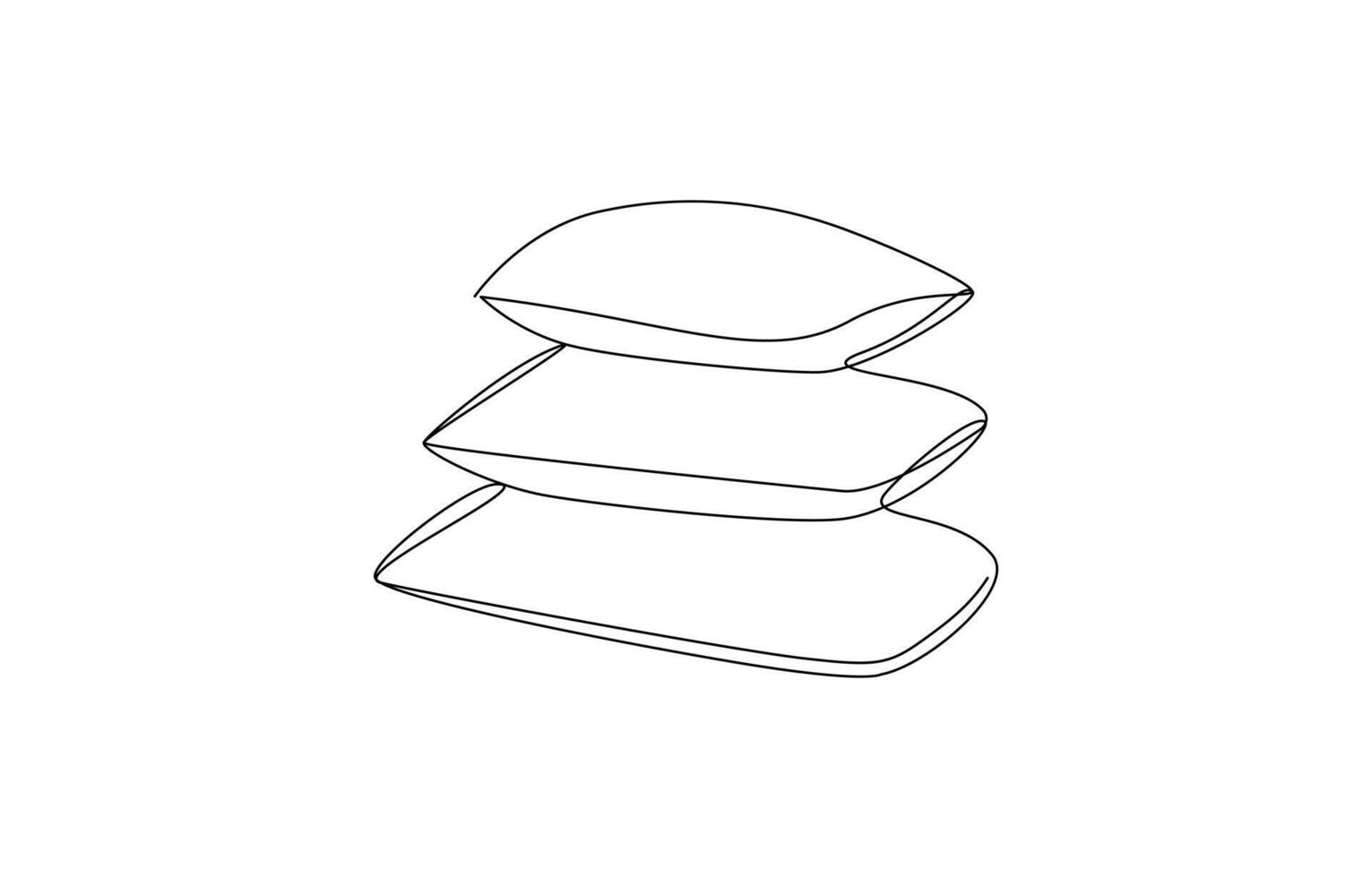 Stacked Pillows A Minimalist One-Line Drawing, Continuous Line Drawing of a Pillow vector