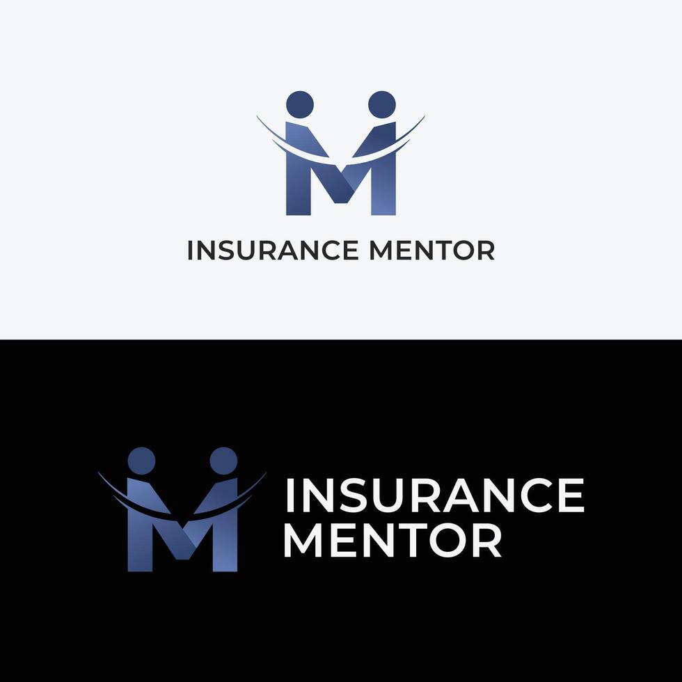 Logo Insurance Mentor Creative Modern Business Logo Design in Minimalistic Geometric Style vector