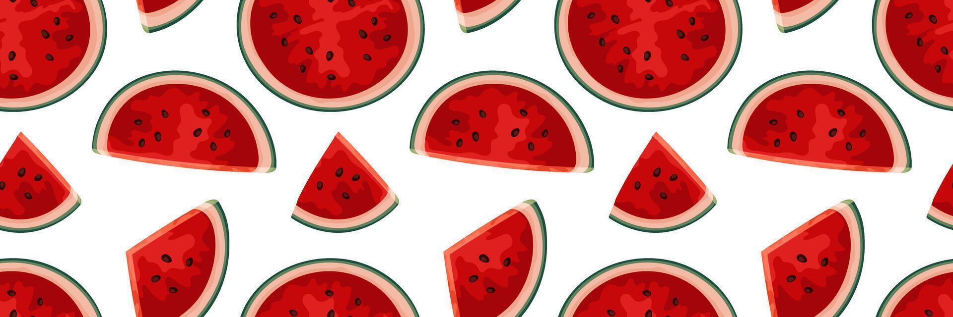 Seamless pattern with watermelon slices. For summer backgrounds, food packaging, fabric prints vector